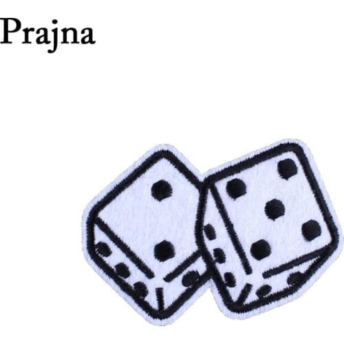 Prajna Gambling Iron On Patch King Dice Spade Poker Embroidery Patches For Clothing Gamble Clothes Stickers Biker Man DIY Jeans