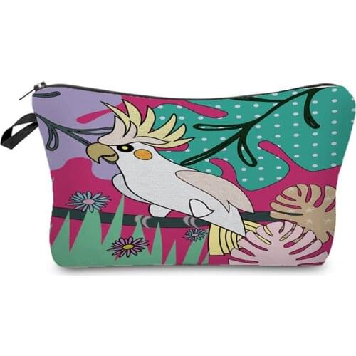 Simple Flower Fashion Double-Sided Printing Cosmetic Bag Bird Floral Cosmetic Organizer Ladies Makeup Bag Mini Child Pencil Case