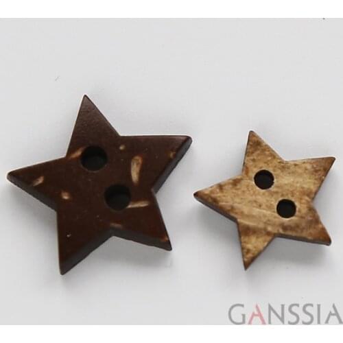 50Pcs/lot Size:13-15mm Natural Star Coconut Buttons 2 Holes Button Clothing Decoration Sewing Accessories(ss-707)