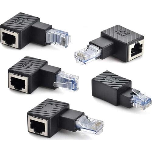 Network Extension Adapter RJ45 Ethernet Adapter Up Down Left Right Angled 90 Degree 8P8C FTP STP UTP Male to Female Lan Ethernet