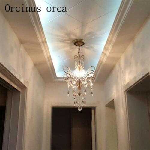 Nordic pastoral crystal chandelier Mediterranean bedroom living room corridor aisle stair light Postage free