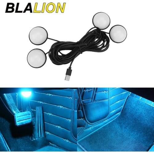 Blalion 4in1 Led Car Interior Light Monochrome USB Foot Ambient Lamp 12V LED Atmosphere Lamp Blue/Ice Blue/Pink Auto Accessories