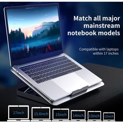 12-17 inch Notebook Cooler Dual USB External Laptop Cooling Pad Slim Stand Adjustable Wind Speed Silent Metal Panel Fan