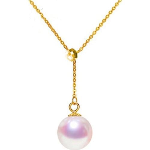XF800 Fine Jewelry Real 18K Gold Pendant Necklace Natural AKOYA Seawater Pearl Genuine AU750 Chain For Women Luxury Gift D513