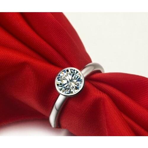 Romantic 0.5CT Round Cut Diamond Solitaire Woman Ring Solid 18K White Gold Fine Jewelry Bridal AU750