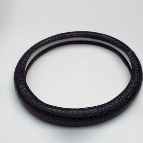 38cm Universal Faux Leather Crocodile Pattern Car Steering Wheel Cover Anti-slip Auto Steering Wheel Cover Black Red