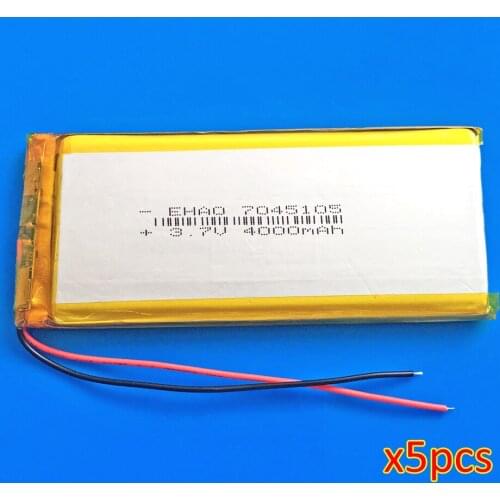 5 pcs 3.7V 4000mAh lithium polymer rechargeable battery Lipo for power bank PDA DVD PAD e-book camera tablet PC laptop 7045105