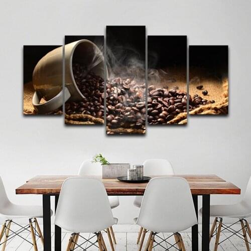 5 pieces of fragrant coffee beans picture modular printing poster restaurant home decoration frame canvas painting kitchen wall