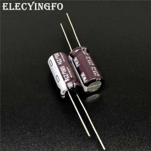 10pcs/100pcs 680uF 25V NICHICON PW Series 10x20mm Low Impedance Long Life 25V680uF Aluminum Electrolytic capacitor