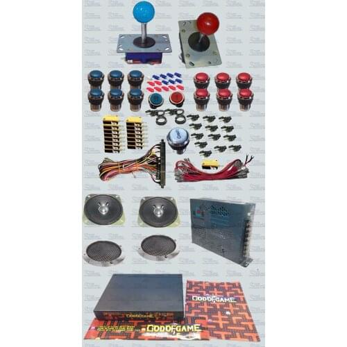 Arcade parts Bundles kit With GOD OF GAMES 900 in 1 PCB Long shaft Joystick Silver illuminated button Power supply Jamma Harness