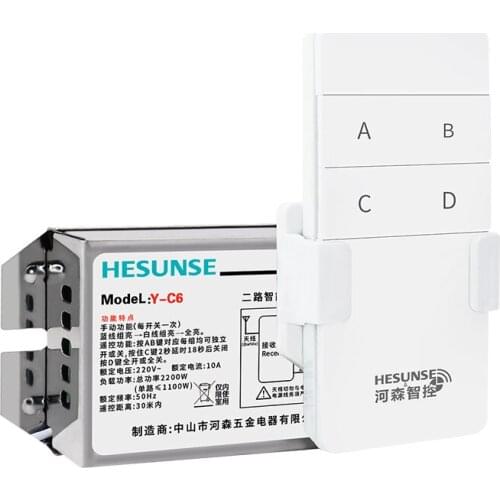 Free shipp Y-C6 Two Ways 315mhz 10A 220V&110V Wireless Remote Control Switch For Lights Through Walls