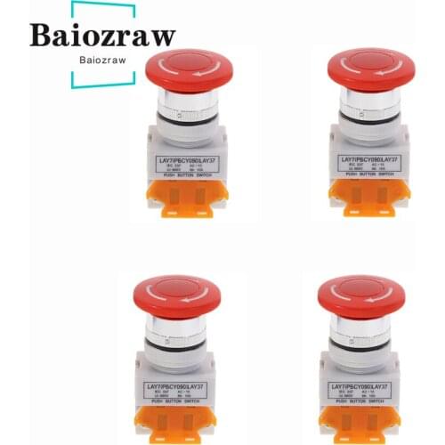 1pcs AC 660V 10A 40mm Red Sign Emergency Stop Switch Push Button Mushroom Pushbutton LAY37-11ZS Y090