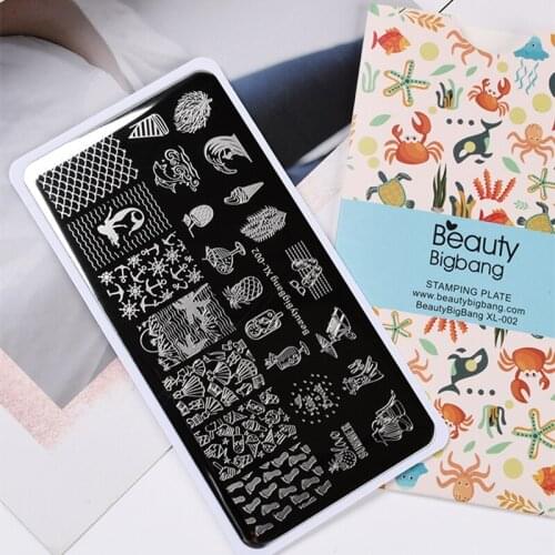 Beauty BigBang Nail Stamping Plates XL-002 Fruit Juice Sea Beach Ice Cream Mermaid Image Stainless Steel Nail Art Template Mold