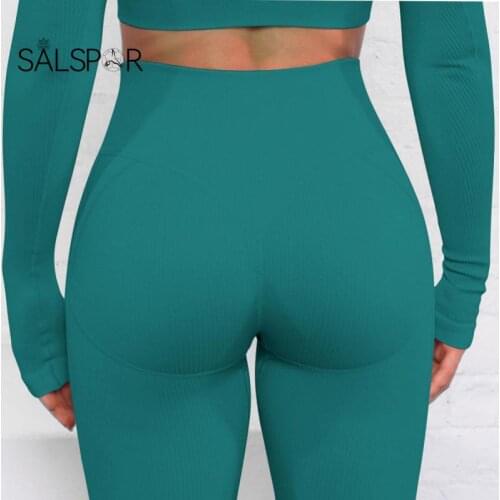 SALSPOR Sexy Leggings Women Fitness Sports Leggins Threaded Sweat-Absorbent Slim-Fitting Sportswear Gym Yoga Running Female Pant