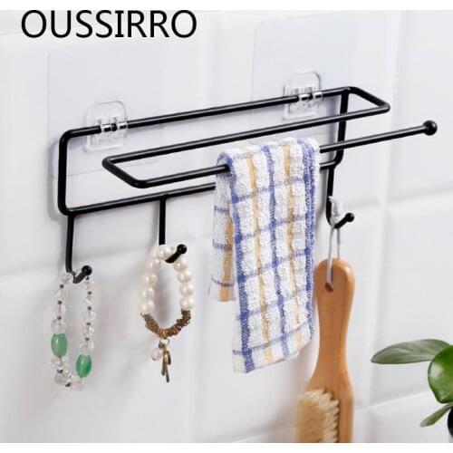 Metal Material Bathroom Multifunctional Shelf Cabinets Iron Paste Racks Kitchen Towel Rack Housewares Hook Cabinet Storage Rack