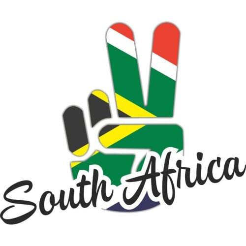 Fashion Creative Car Sticker South Africa Flag Personality Victory Finger Accessories Waterproof Decal PVC for Seat VW,16cm*13cm