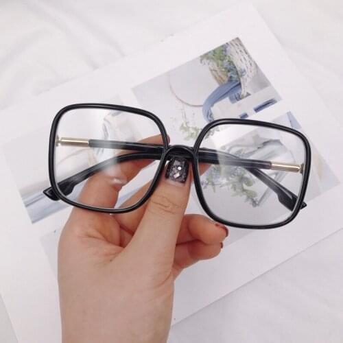 Fashion Retro Sunglasses Oversized Square Female Flat Mirror Anti-blue Llight Classic Plastic Frame Frame Shadow Lens Glasses