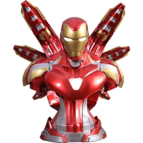 Hasbro Avengers Super Hero Iron Man MK85 Bust Resin LED with Action Figure Statue Desk Decoration Collection Model Toys