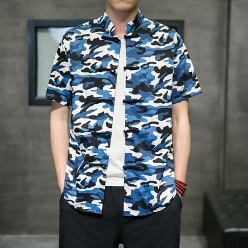 Chinese Style Camouflage Shirts Men Oversizes Casual Male T Shirts Big Size Vintagetshirt For Man 2021 New Man Tops 30666