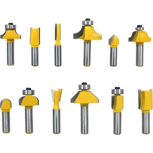 12pcs 8mm Router Bit Set Trimming Straight Milling Cutter Wood Bits Tungsten Carbide Cutting Woodworking Trimming MC02006