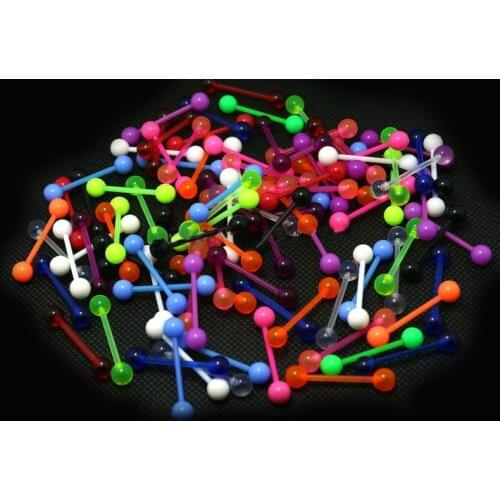 10PCS Acrylic Punk Tongue Piercing Barbell Bars Piercing Tongue Rings Fashion Body Jewelry For Women Jewelry Accessories