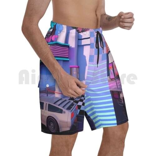80s Cinema Beach Shorts Men Beach Pants Swimwear Synthwave Retrowave Vaporwave Outrun Dreamwave Rad Retro Retro