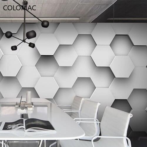 Colomac Custom 3D Modern Geometric Wallpaper Company Reception Counter Background Mural Wall Stickers Decor Drop Shopping