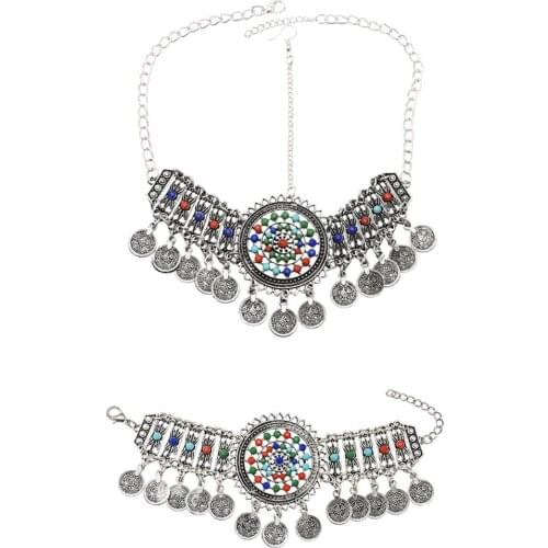 Egypt Gypsy Boho Gold Coin Tassel Necklace Head Chain Jhumka Belly Dance Chains Party Rhinestone Turkish Indian Tribal Jewelry