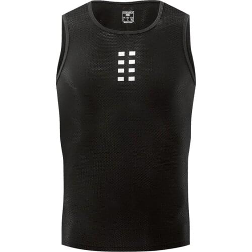 Adult Mens Sleeveless Cycling Vest - Breathable & Quick Dry - Bike Base Layer, Biking Undershirt, Athletic Sports Tops - Black