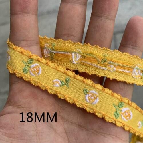 3 YARD 3/4" 18MM Hand - Made Hairpin Accessories Vintage Yellow Rose Flowers Jacquard Ribbon Lace Korean MJZDMH20081304