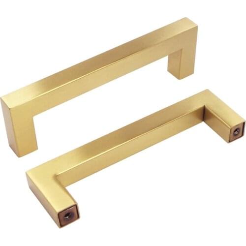Gold Brass Drawer Cabinet handle Modern Square Brushed Diamter Kitchen Hardware Bathroom Cupboard Chest Drawer pull