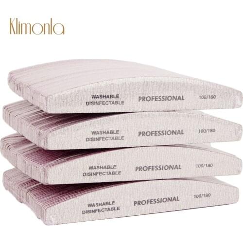 100Pcs/Pack Professional lime a ongle Zebra Curve Nail Files Double Sided Nail 100/180 Sandpaper Half Moon Buffing Beauty Tools