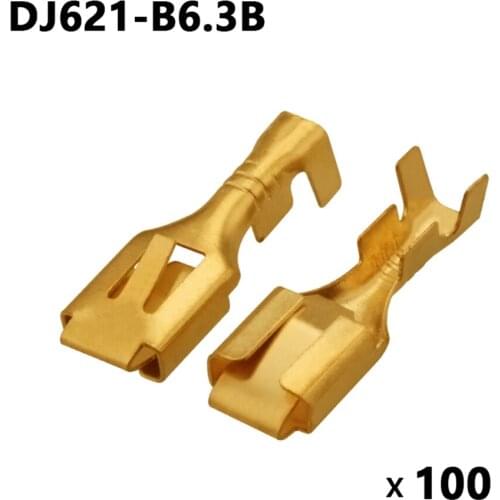 100 PCS Car connector 6.3 plug thick connector socket copper female terminal DJ621-B6.3