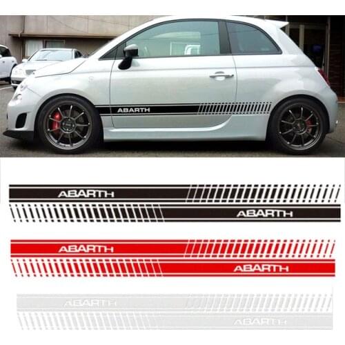 Automobile 2pcs Car Styling Abarth Side Skirt Sticker Racing Stripe Body Stickers for FIAT 500 Dd9390