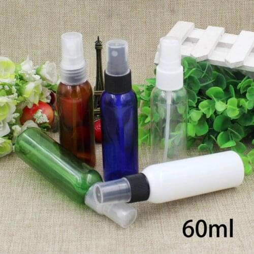 20pcs Empty 60ml Spray Bottle Refillable Toners Disinfection Water Perfume Atomizer Container White Brown Pink Plastic Bottles