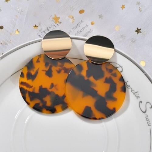 2019 Fashion New Style Resin Earrings Leopard Pendants Geometric Round Hanging Earrings For Women Jewelry Accessories