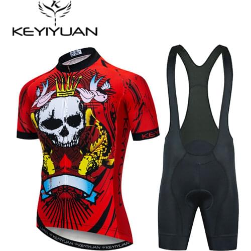 2021 Keyiyuan Mens Cycling Shirt Short Sleeve Cycling Jersey Set Bib Pants Ropa Ciclismo Bicycle Clothing MTB Bike Suit