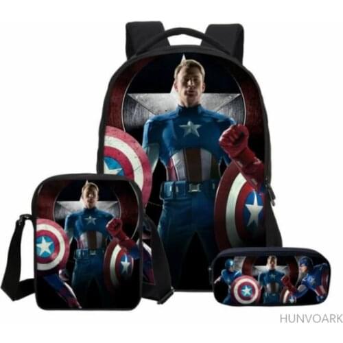 3pcs/set Super Hero captain Backpack School Bags Avengers Printing Cool Mochila With Shoulder Bag For Teenagers Boys Travel Bag