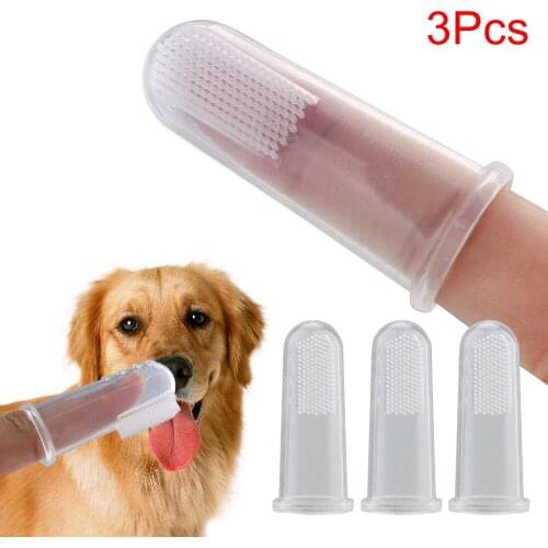 3 Pieces Pet Finger Toothbrush Pet Supplies Dogs Cats Clean Teeth Tools Soft Silicone Dog Toothbrush