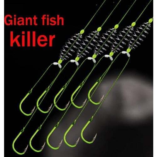 5 Pairs carbon steel luminous fishing hooks double barbed hook with PE line carp fishing anzol accessories
