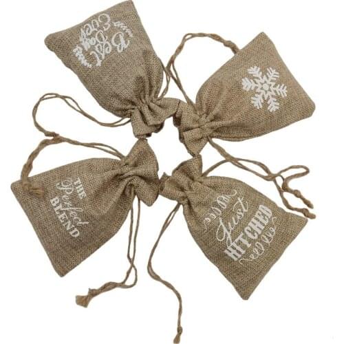 50pcs/lot 10x15cm Environmental Protection Linen Drawstring Bags Christmas Wedding Party Favor Pouches Vintage Jute Pouch