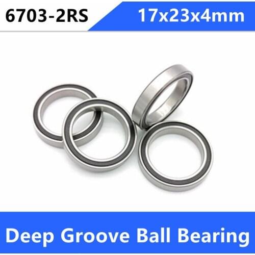50pcs/lot 6703-2RS thin wall bearing 6703RS 61703-2RS 17x23x4 sealed ultra-thin deep groove ball bearings 17*23*4 mm