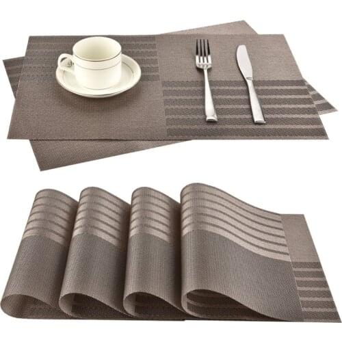 6Pcs/Set Non-Slip Placemats Desktop Decorative Coasters Washable PVC Heat Resistant Table Mats for Dining Table