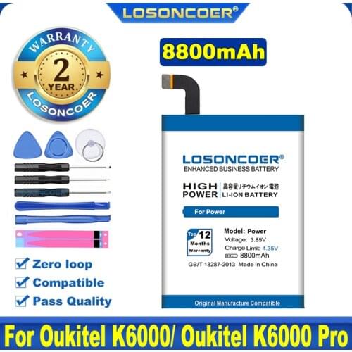 100% Original LOSONCOER 7300mAh Power Battery For Ulefone Power DOOGEE T6/ T6 Pro Oukitel K6000 K6000 PRO Homtom HT6 Battery
