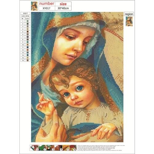 Round crystal diamond 5D diamond painting Religious Virgin and Jesus DIY diamond embroidery kit home decoration