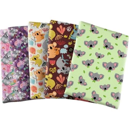 Australian Animal Koala Printed Textile Polyester Cotton Bubble Fabric for Dress Cloth Making Pillar 50*145cm
