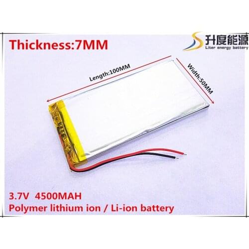 Free shipping 1pcs/lot 7050100 3.7 V lithium polymer battery 4500 mah DIY mobile emergency power charging treasure battery