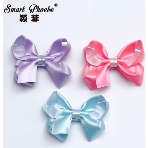 Boutique 15pcs Fashion Satin Ribbon Bowknot Hair Clip Solid Grosgrain Bow Hairpins Princess Headwear Hair Accessories for Girls