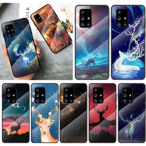 Cute Deer Elk For Samsung Galaxy A91 A81 A72 A71 A52 A51 A41 A31 A21S A11 A01 Tempered Glass Cover