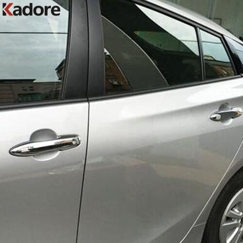 For Toyota Prius 2016 2017 2018 ABS Chrome Side Door Handle Cover Trim Stickers Car Styling Accessories 4pcs with smart keyhole
